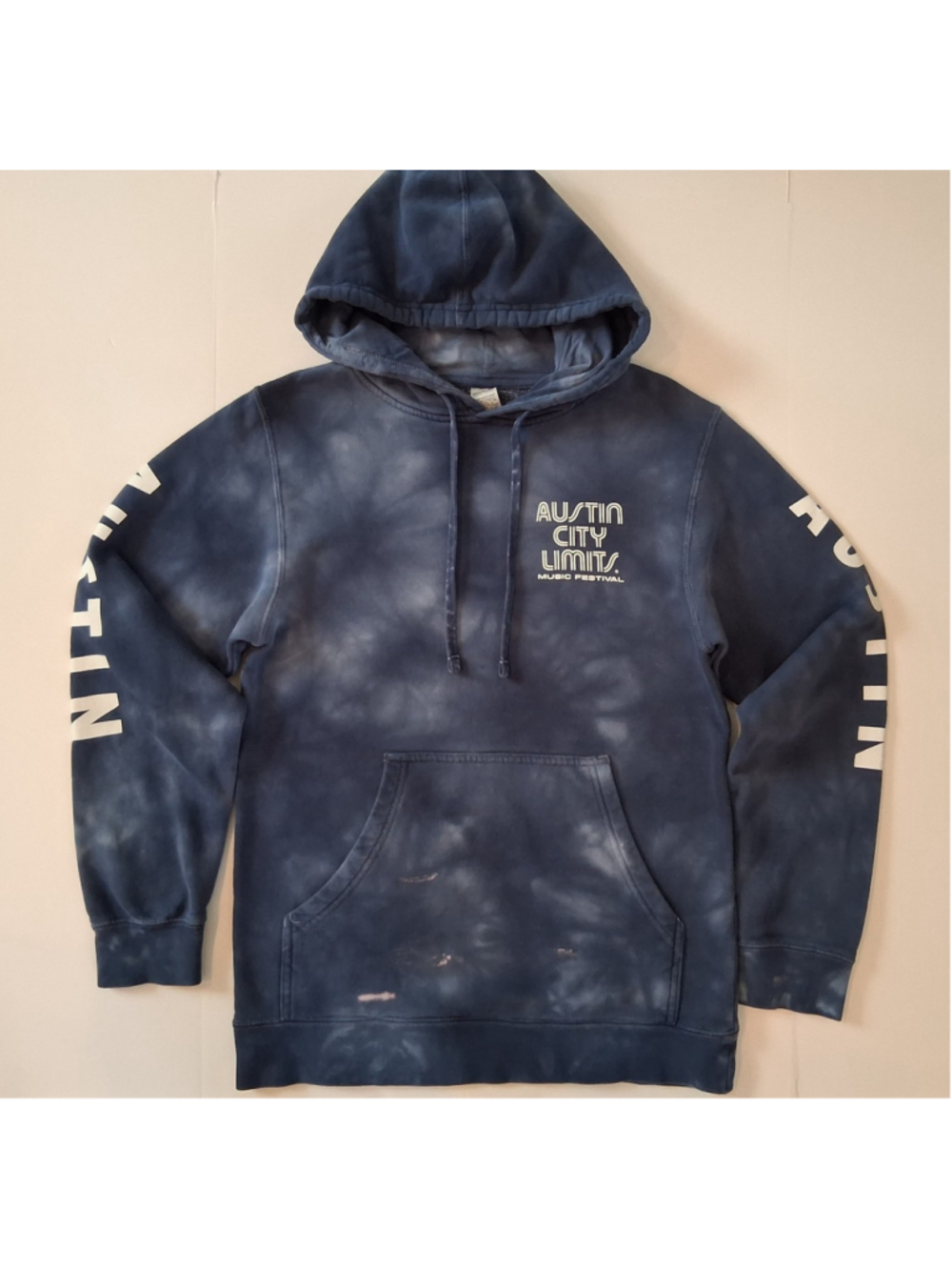 Austin City Limits Adult Small ACL Music Festival Band Hoodie Blue Bleach - Picture 3 of 8